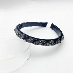Black rhinestone headband sparkling crystal hair hoop detail view for women daily party accessory
