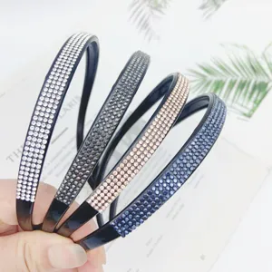 Elegant slender rhinestone hair hoop set in four sparkling colors, non-slip crystal headband.