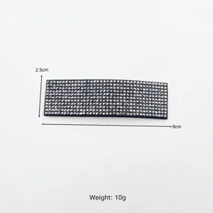 Mineral gray full rhinestone hair clip detail view showing shiny crystal surface and size.