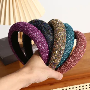Detailed close-up shot of multi-color teardrop gemstone fashion headbands, high crown design.