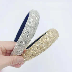 Glitter padded headband set, colorful sequin high crown hair hoops, fashion women hair accessories