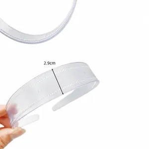 Transparent plastic headband with small anti-slip teeth, 2.9cm wide DIY hair hoop base.