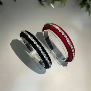 Velvet rhinestone hairband set, elegant crystal chain crystal headband for women and girls daily wear.