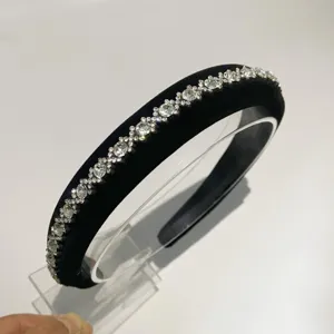 Elegant black velvet rhinestone headband for women sparkling crystal hair hoop accessory