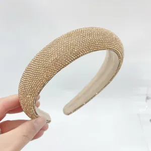 Handmade rhinestone padded headband for women, sparkly crystal hair hoop, high top chic hair accessory.