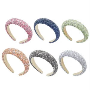 Baroque crystal padded headband sparkle rhinestone hair hoop fashion diamond women hair accessory