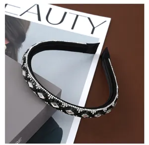 Black rhinestone headband diamond crystal hair hoop vintage fashion hair accessories for women