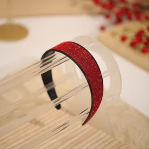 Red rhinestone headband for women sparkling crystal hair hoop festive party hair accessories