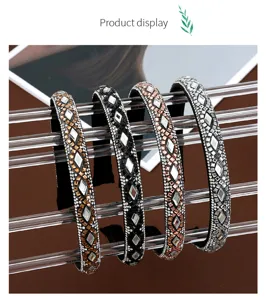Rhinestone inlaid steel base headband set, retro crystal diamond hair accessories for women.