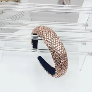 Serre-tête scintillant en strass cristal pour femme, accessoire de cheveux chic en or rose.