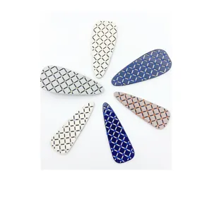 Set of six elegant teardrop hair clips with diamond grid rhinestone design for women.