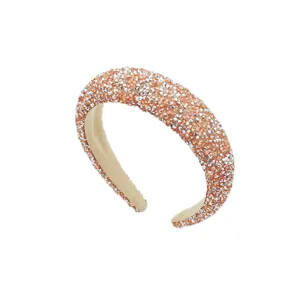 Sparkling rhinestone padded headband, Baroque crystal hair hoop, luxury hair accessory detail.