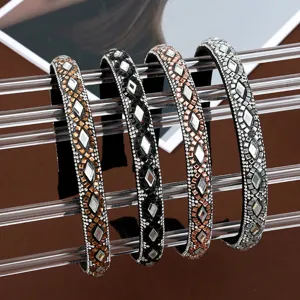 Rhinestone Crystal Diamond Paved Metal Base Headband Vintage Geometric Fashion Hair Hoop Hair Accessories For Women Daily