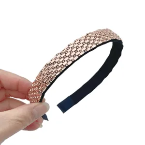 Rose gold rhinestone headband, sparkling crystal hair hoop for women and girls daily wear.