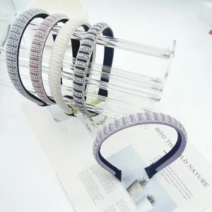 Bohemian Rhinestone Artificial Pearl Headband Elegant Wide Hair Hoop Vintage Fashion Hair Accessories For Women