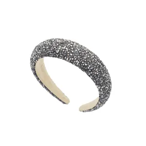 Crystal rhinestone padded headband, silver sparkling wide hair hoop for women fashion accessories