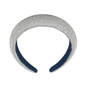 Sparkling crystal padded headband detail, premium rhinestone hair accessory for women parties.