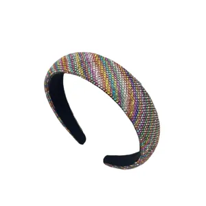 Sparkling crystal rhinestone padded headband baroque colorful hair hoop fashion accessory