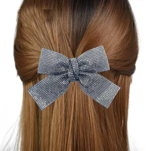 Rhinestone Bow Hair Clip Sparkly Crystal Spring Barrette Hair Accessory for Women