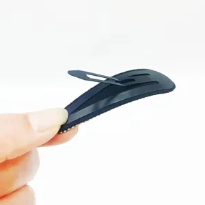 Black rhinestone snap hair clip detail shot, sparkling crystal fringe barrette for women.
