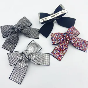 Sparkling rhinestone bow hair clip elegant crystal barrette sparkly hair accessories for women