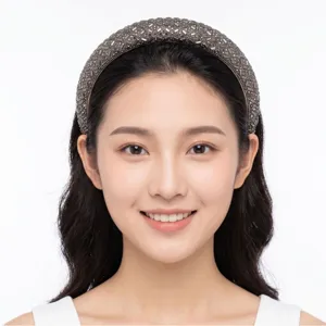 Crystal rhinestone headband for women, luxury sparkly wide hair hoop for daily fashion wear.