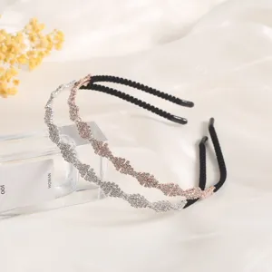 Fashion Rhinestone Headband Alloy Crystal Hair Hoop Double Layer Hair Accessories For Women Party Headwear