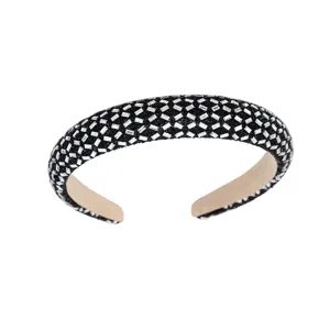 Crystal rhinestone padded headband for women luxury sparkling black hair hoop accessory