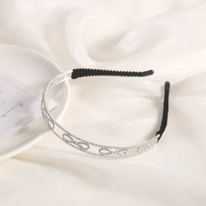Elegant rhinestone headband for women, sparkly crystal hair hoop, stylish alloy hair accessory.