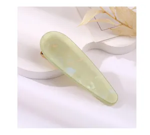 Light green acrylic teardrop hair clip sweet style cute side clip cute hairpin for women.