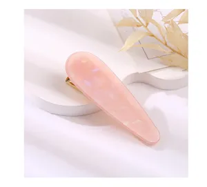 Pink teardrop acrylic hair clip, cute candy color duckbill hairpin for women daily hair styling.