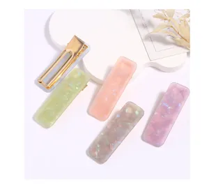 Acrylic rectangular hair clips candy color duckbill clips cute side clips for women daily wear