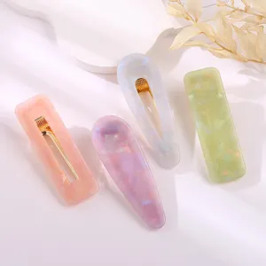 Acrylic Hair Clip Candy Color Duckbill Clip Geometric Water Drop Rectangle Hairpin Fashion Hair Accessories For Women