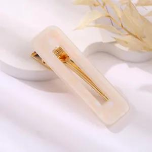 Acrylic rectangular hair clip duckbill barrette stylish marble design women hair accessories