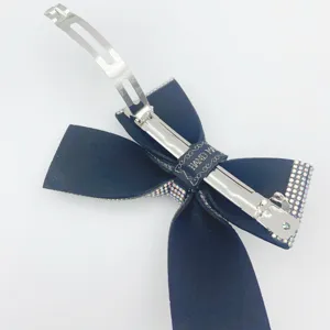 Rhinestone bow hair clip black crystal barrette sparkling crystal hair accessory for women