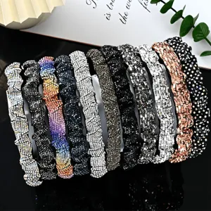 Baroque rhinestone headband French style wide pleated hair hoop sparkling crystal hair accessories