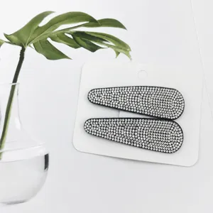 Silver rhinestone hair clips for women sparkling side snap pins cute hair accessories 2pcs