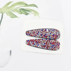 Sparkly rhinestone hair clips detail shot, colorful crystal bobby pins for daily styling.