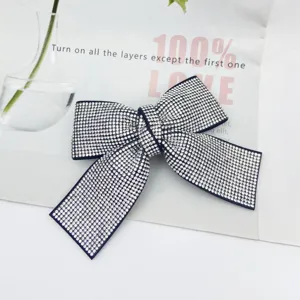 Elegant full rhinestone bow hair clip, shining crystal hair pin for women and girls.