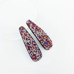 Shiny rhinestone hair clips for women, colorful crystal snap hair accessories for daily cute styling