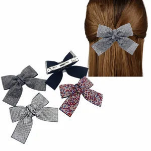 Rhinestone Bowknot Hair Clip Crystal Spring Hair Barrettes Elegant Bow Hair Accessories For Women Girls Styling