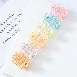 Mini floral hair claw clip set, sweet colorful small hair accessories for women and cute daily styling.