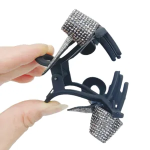 Black rhinestone hair claw clip elegant bow hair accessory for women daily styling and party wear