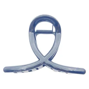 Small cross hair claw clip for women, stylish navy blue geometric hair accessory for daily wear.