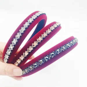 Velvet Rhinestone Padded Headband Luxury Crystal Hair Hoop Elegant Sparkling Hair Accessories For Women Girls