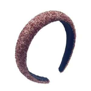 Wide padded sponge headband for women, stylish glitter hair hoop, fashion hair accessories.