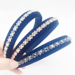 Velvet rhinestone headband sparkling crystals luxury wide hair hoop women elegant hair accessories