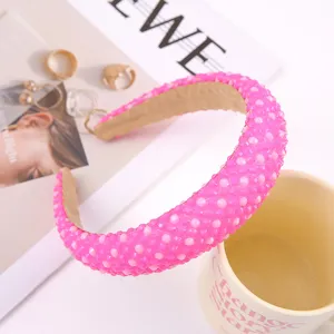 Neon crystal padded headband baroque sponge hair hoop candy color wide hair accessories
