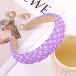 Crystal rhinestone padded headband, colorful sponge hair hoop baroque style hair accessory.