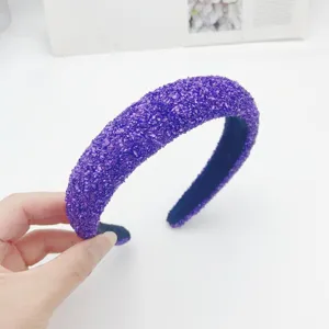 Purple glitter headband for women, thick sparkle hair hoop, stylish fashion hair accessories.